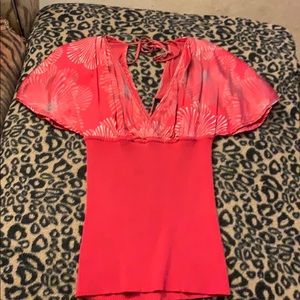 BeBe Asian style silk and cotton spandex top